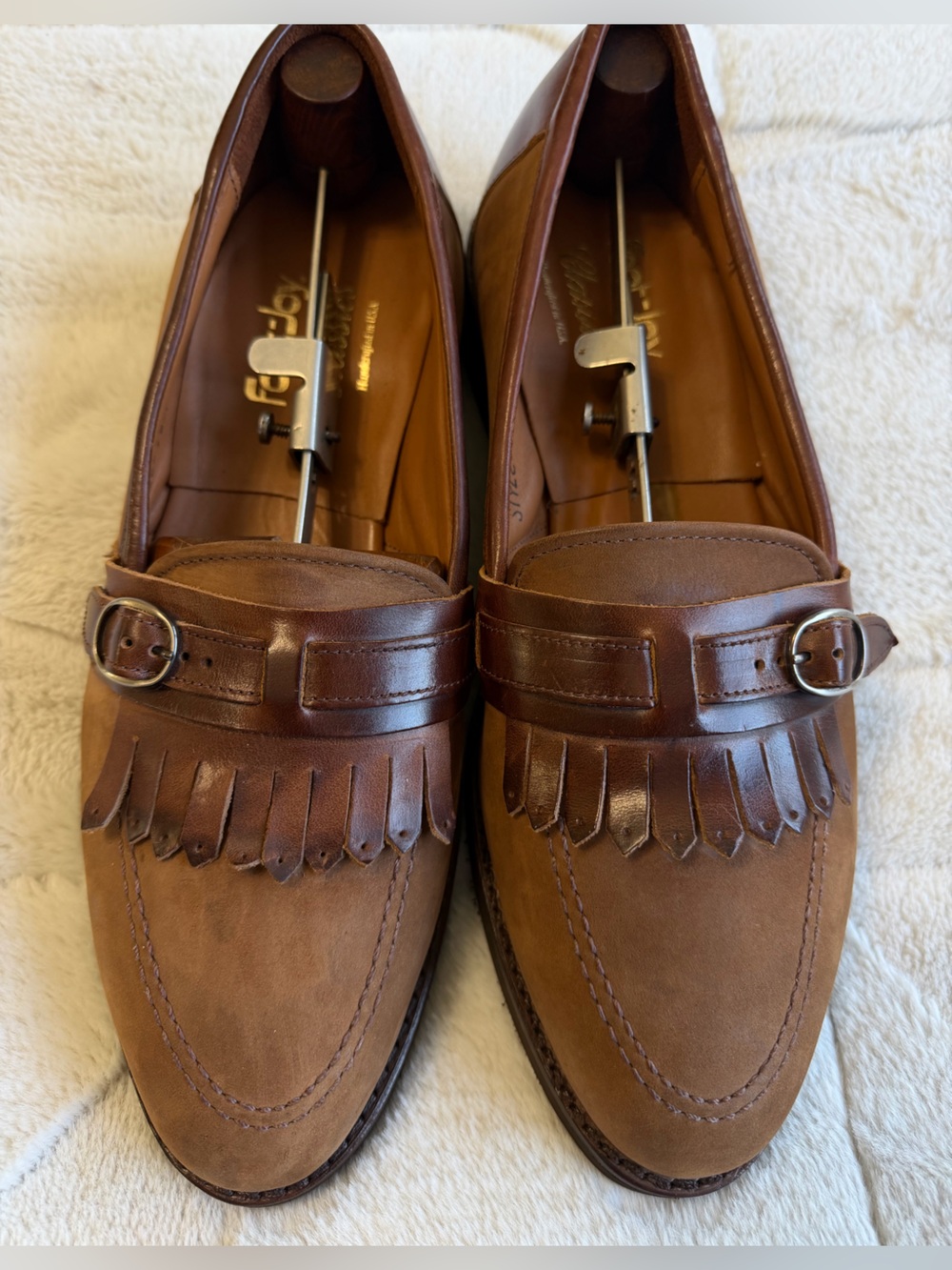 VINTAGE 1982 NEW! Deadstock USA FootJoy Classics Brown Kiltie Fringe Loafers 10 - Picture 2 of 10